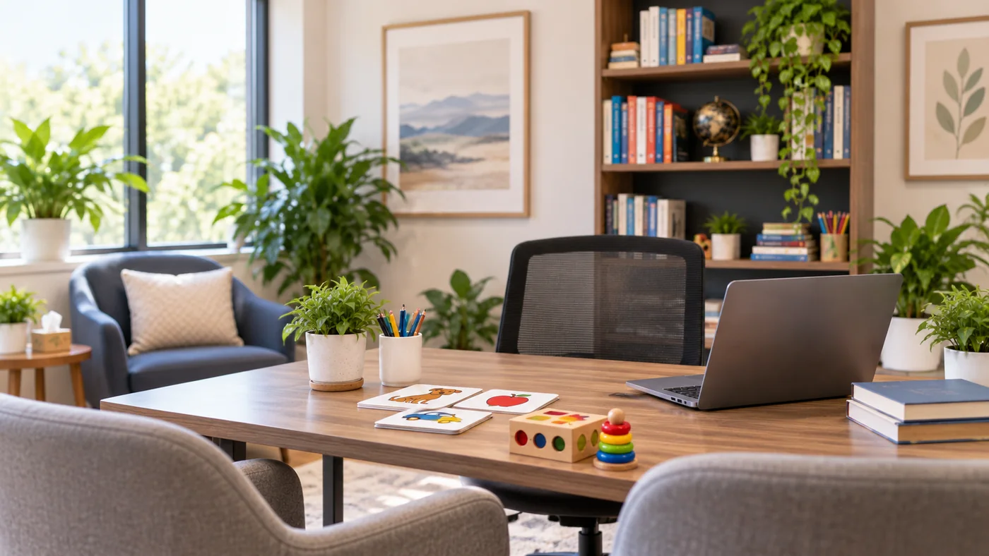 Warm speech therapy consultation room